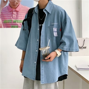 春夏季新款衬衫潮流慵懒男方领宽松型衬衫W1361P40图片