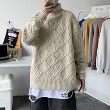 秋冬韩版情侣高领毛衣宽松潮流男女麻花加厚针织衫T819-P88，男装针织衫/毛衣，星座1501