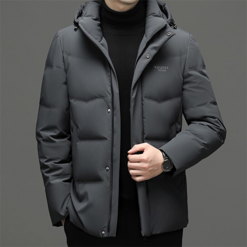 男士可脱卸帽羽绒服冬季新款中年男装商务休闲上衣加厚保暖外套,男装羽绒服,电商B212（原钱塘6029）