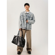 休闲时尚情侣款痞帅上衣街头港风潮流舒适百搭牛仔外套HY729TP65，男装工装外套，电商A102B