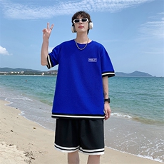 夏季短袖套装宽松休闲两件套潮流潮牌运动服A161-TZ01-P45，男装休闲套装，电商A161-2