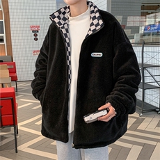 得物羊羔毛立领加棉两面穿毛巾绣情侣外套棉衣面包服，男装棉衣，星座301D-4(原星座1004-4）