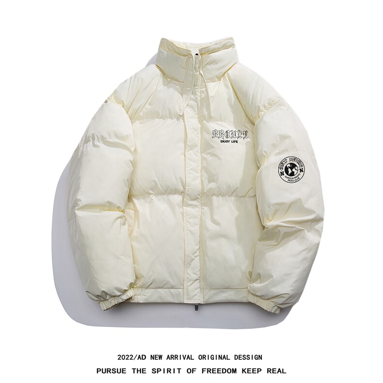 白底23冬季时尚潮流立领美式复古加厚羽绒服外套YR219P195控258,男装羽绒服,电商A247