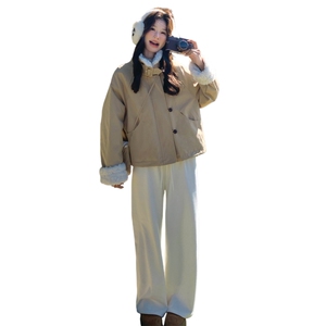 新款！羊羔毛拼接派克服羽绒服2C133-8993-P255-K378图片