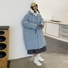 假两件拼接中长款情侣装棉衣加厚连帽棉服A071-Y296-P135女类，女装棉衣/棉服，电商A071