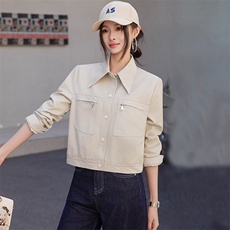 短款皮衣外套女2025新款春秋时尚高级感休闲洋气显瘦百搭夹克上衣，女装皮衣，跑量工厂店