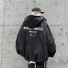 羊羔绒棉服男冬季加厚美式高街水洗加绒牛仔外套潮牌连帽棉衣夹克，男装棉衣，电商B210