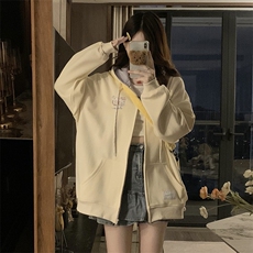 2024新款港风美式vibe潮流宽松百搭刺绣开衫连帽卫衣女ZW388-P75，男装卫衣，星座313A(原308A-2)