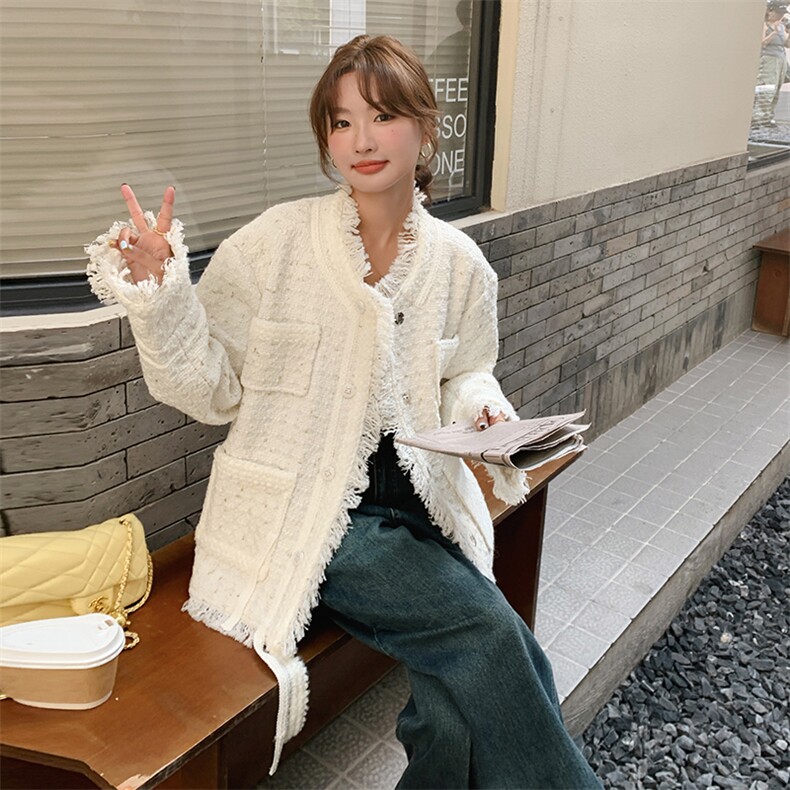 【已出货】休闲时髦宽松小香风外套2C372-9052-P165控228,女装短外套,2C372