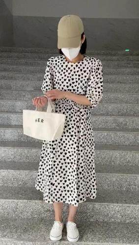 【现货】韩版爱心连衣长裙，女装，1.2.3.4