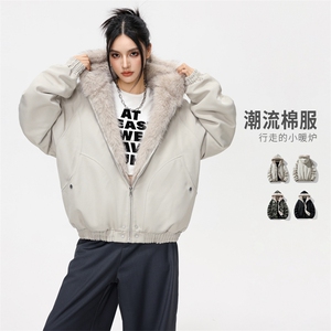 美式座山雕毛领连帽棉衣男款冬季宽松休闲棉服外套MY2519-P98图片