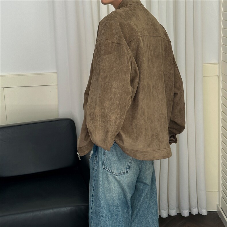 现货潮牌男士麂皮绒夹克外套日系痞帅A351-AJ2640-P125控199,男装夹克,电商A351