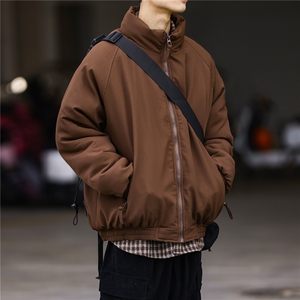 复古美拉德面包服男女宽松立领棉服冬军绿棉衣图片