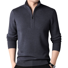 F81735羊毛加厚精品商务休闲秋冬季新款半高拉链中年男羊毛衫，男装针织衫/毛衣，钱塘207-1