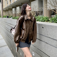 高级感炸街机车pu皮衣夹克女2025秋秋新款休闲小个子轻奢潮短外套，女装皮衣，曼琳思菲