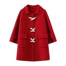 儿童羊毛大衣秋冬保暖时尚外套中长款女童毛呢大衣，童装外套，鑫贝羊绒