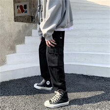 束脚工装裤男潮牌ins超火宽松休闲百搭韩版潮流9分裤子kz341-p38，男装工装外套，星座1008-2