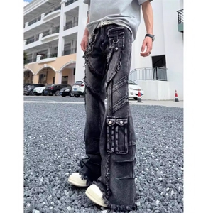 【高品质档口现货】秋季朋克风男女潮牛仔裤特P75-610A-33121图片