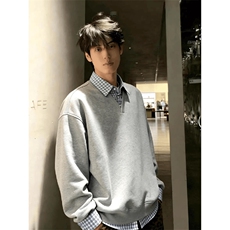 抖音得物高品质二开26春季美式潮牌假两件衬衫男女翻领长袖卫衣，男装衬衫，电商A486