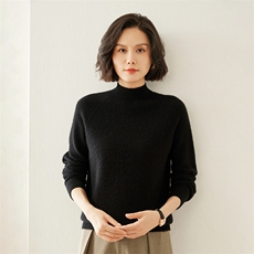 无缝半高领加厚羊绒衫女套头24秋冬保暖纯色山羊绒针织衫打底毛衣，女装羊绒衫，蚂蚁派对工厂直营店