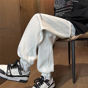 2025秋冬装华棉刺绣休闲裤宽松卫裤潮男 K8766/特P35 花灰3图片