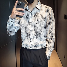 B216CS8312P552025秋装新款男士印花长袖衬衫社会小伙风，男装衬衫，电商B216（原B302）
