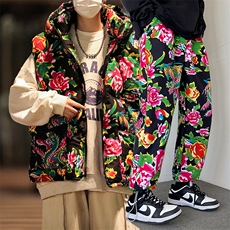 HA连帽棉马甲坎肩背心大码加绒裤套装新中式团队表演出汉服风，男装背心/马甲，星座115A(原星座507）