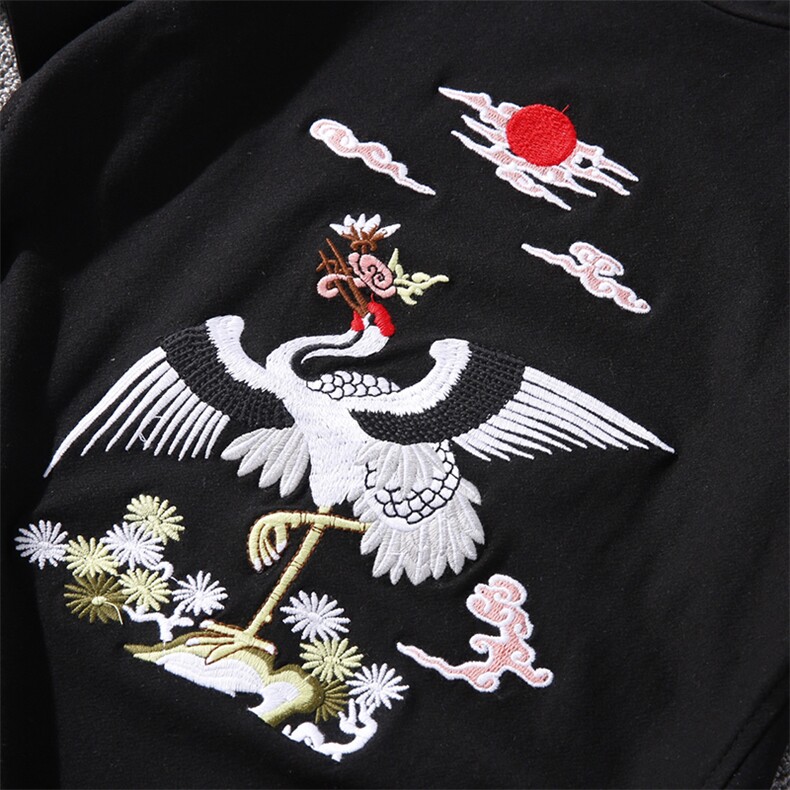 2021春夏新款男装复古中国风棉麻短袖民族风仙鹤刺绣T恤T05-P55,男装T恤,电商B277(原6028)