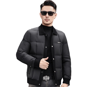 新款秋冬款立领90绒子白鸭绒羽绒服外套中年男士加厚羽绒服夹克图片