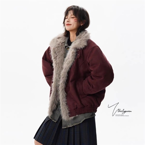 (网图)复古鹿皮绒座山雕棉服潮牌情侣百搭保暖棉服313B-PM08-P115图片