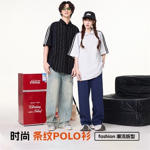 美式重磅POLO衫短袖男夏季复古潮牌宽松翻领休闲简约体恤半袖图片