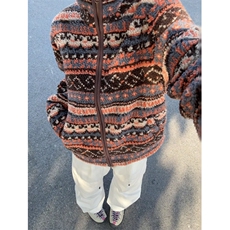 网图秋冬新款费尔岛风格不规则花型羊羔绒立领保暖外套WT47特P90，男装棉衣，电商C310