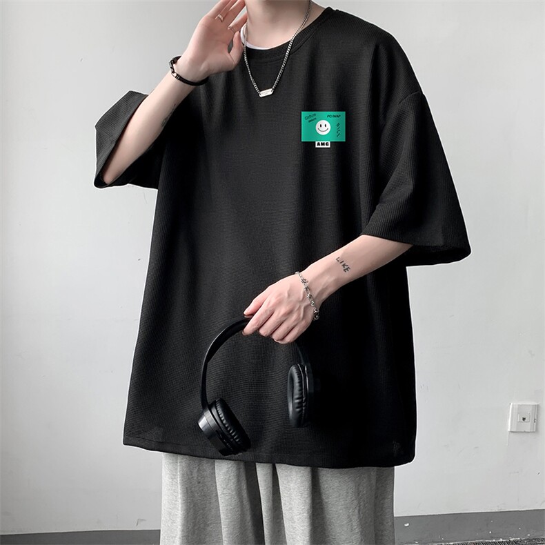 HT73264-P22华夫格t恤男短袖男大码五分袖大皂风,男装T恤,电商A040