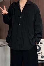 C2619/P40春装新款现货四季款衬衫男宽松大码潮流设计感衬衣，男装衬衫，电商A141