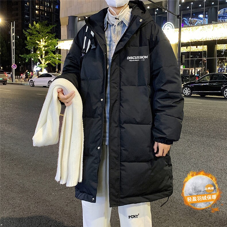 港风夜景时尚连帽字母印花中长款羽绒服A247-YR6163P285控358，男装羽绒服，电商A247