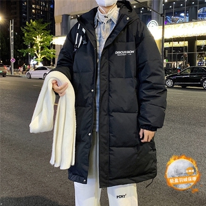 港风夜景时尚连帽字母印花中长款羽绒服A247-YR6163 P285控358图片