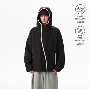 防水冲锋衣夹克复古工装连帽户外登山服男女款 C61320-TP4589图片