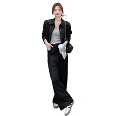 减龄气质时尚翻领上衣休闲裤套装女春秋ootd巨好看大方得体两件套，女装套装/套裙，2C088