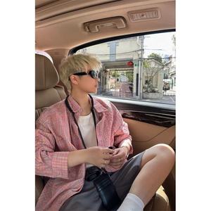 网络图现货粉色长袖衬衫男士夏季潮流百搭新款衬衣RC191-P50