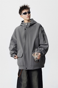 可二开发光贴片连帽工装冲锋衣大码M-5XL夹克男JK78076P85控128图片