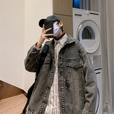 牛仔外套男春秋季高街潮牌休闲夹克港风帅气宽松外套JK0249-P62，男装夹克，星座308B-1