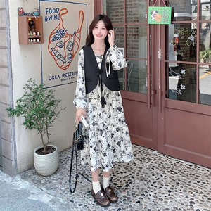 法式轻熟风碎花连衣裙套装女春秋2025新款高级感马甲长裙两件套潮图片