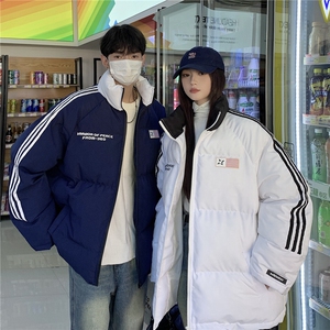 EQ336 美式拼接撞色印花棉服外套女2024新款情侣装冬装面包服图片