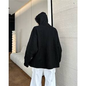 连帽毛衣外套男女宽松秋冬外搭慵懒风双拉链卫衣开衫MY09812-P72图片