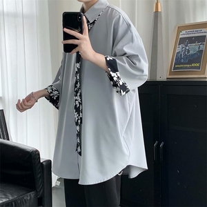坠感领带衬衫男冰丝潮流帅气学院风DK制服套装港风痞帅七分袖衬衣图片