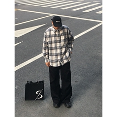 特P35无差价新款秋季时尚格子长袖衬衫-HS2298男模外景，男装衬衫，电商A003