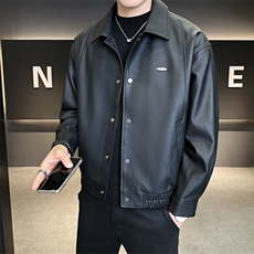加绒加厚皮衣男秋冬季2025新款潮牌机车皮夹克A313-PY9081-P145，男装皮衣，电商A313