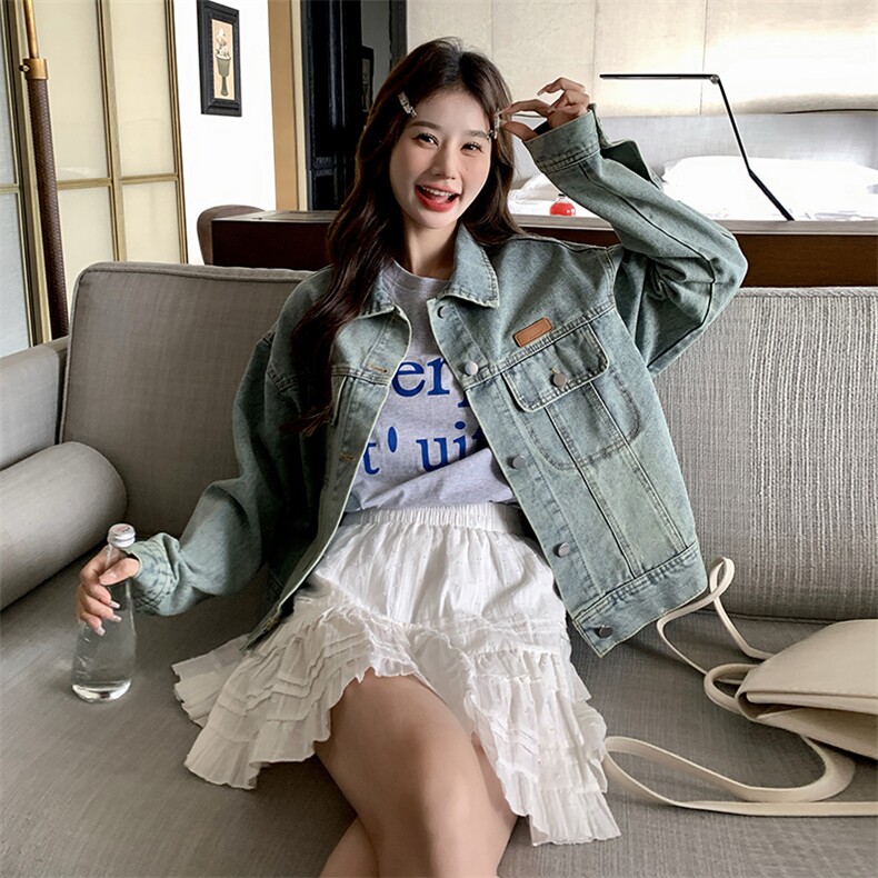 2025秋款现货韩版通勤牛仔外套2C090-1060-P125-K178,女装短外套,2C090