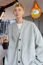 特批P60无差价冬款华棉开衫男银狐绒韩系ins潮卫衣外套W2331J加绒，男装卫衣，电商A001-1