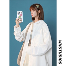 2024秋装新款水洗纯棉女装衬衫情侣外套夹克A158-CS01-P38，女装衬衫，电商A158-1